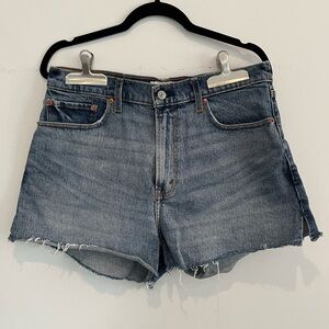 Abercrombie & Fitch Blue Jean Shorts with Frayed Hem